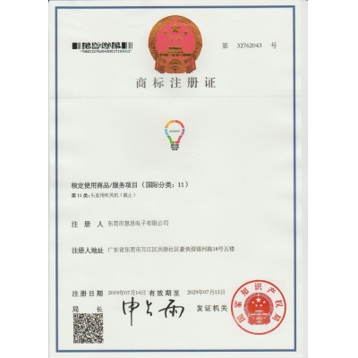 中國商標注冊證書